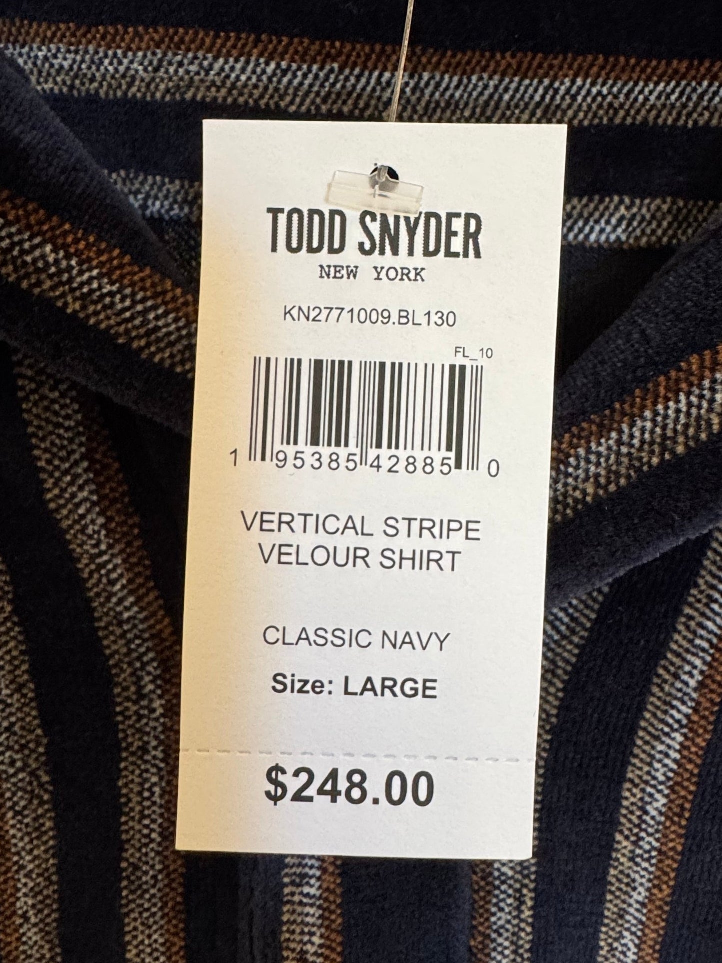 Vertical Stripe Velour Longsleeve Button Down