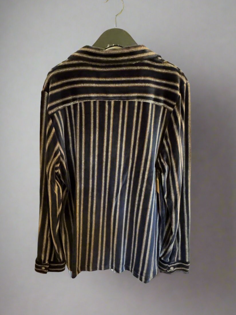 Vertical Stripe Velour Longsleeve Button Down