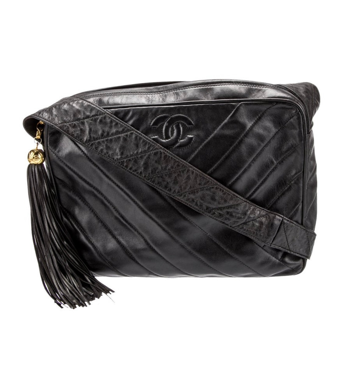 Chanel Chevron Tassel Lambskin Camera Bag