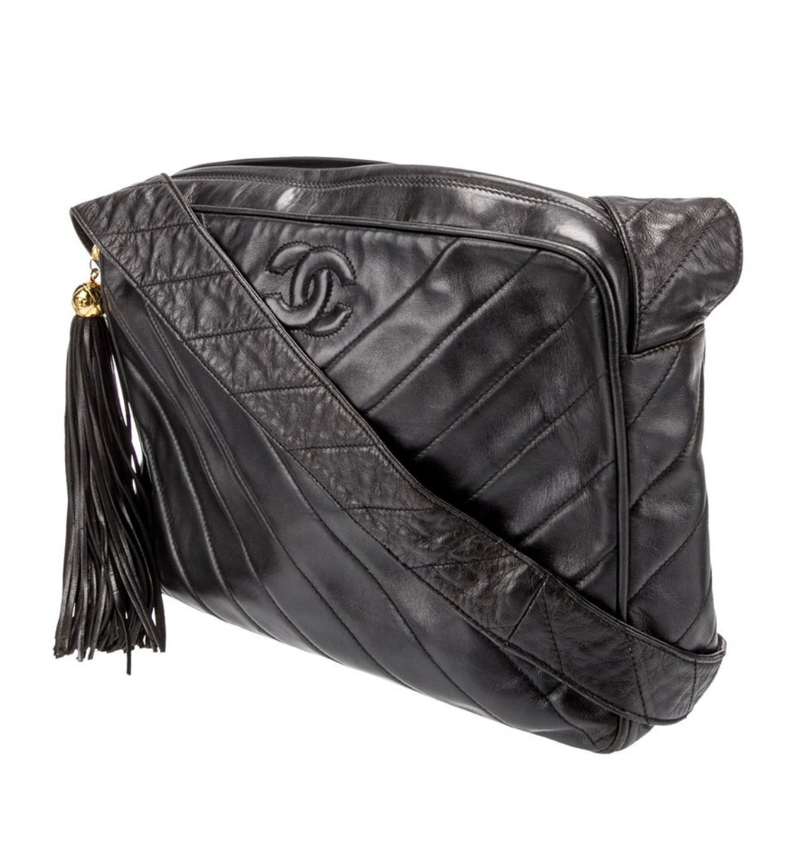 Chanel Chevron Tassel Lambskin Camera Bag