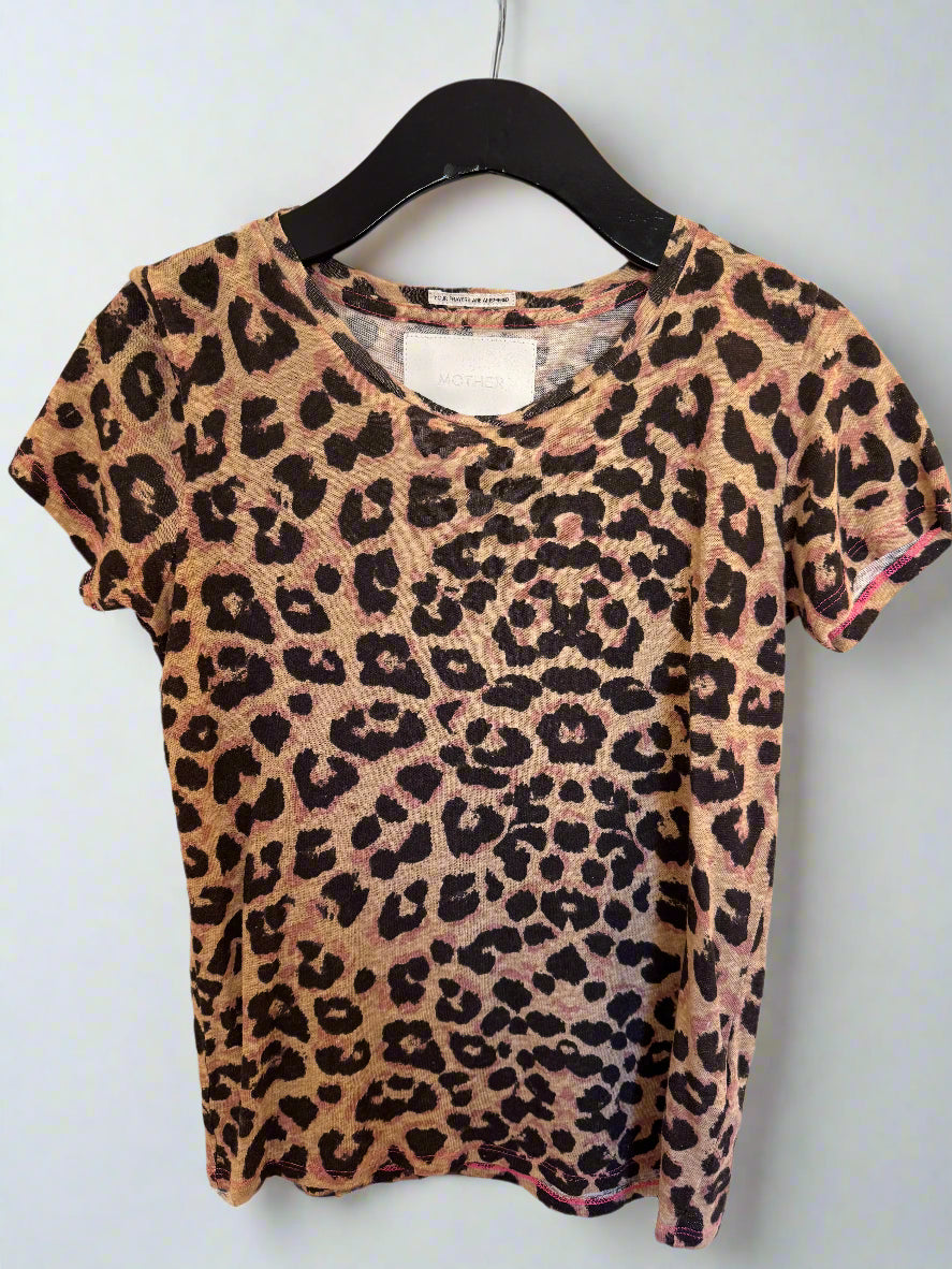 Contrast Stitch Cheetah Print T-shirt