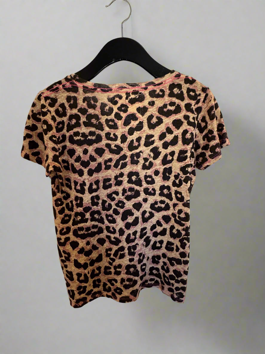 Contrast Stitch Cheetah Print T-shirt